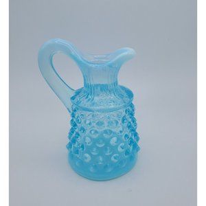 Vintage Blue Fenton Opalescent Hobnail Glass Cruet